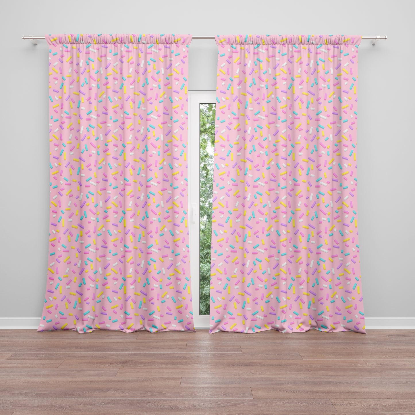Pink Sprinkles Window Curtains colorful Girly Drapery kids Curtain Panels nursery