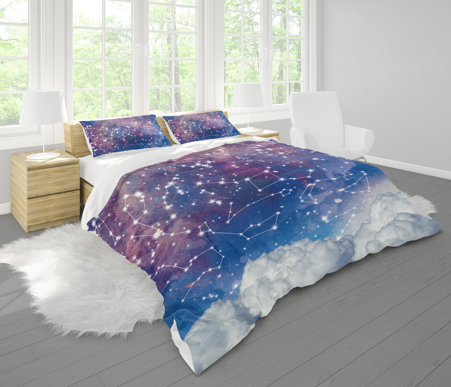 Star Constellations Duvet Cover or Comforter space bedding Twin Queen king galaxy starmap