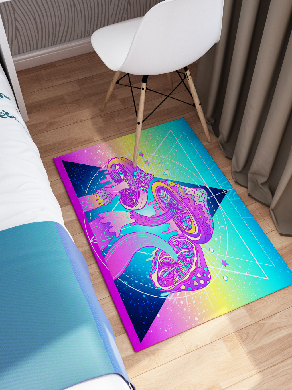 Magic Mushroom Area Rug psychedelic Rug psychadelic Rug trippy Floor Rug