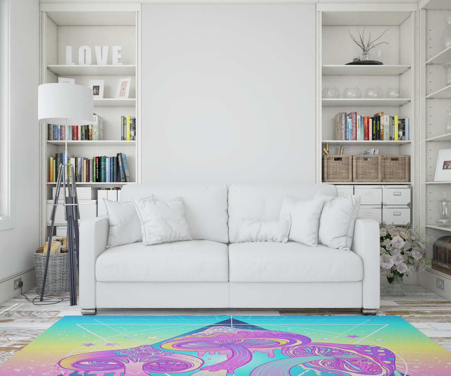 Magic Mushroom Area Rug psychedelic Rug psychadelic Rug trippy Floor Rug