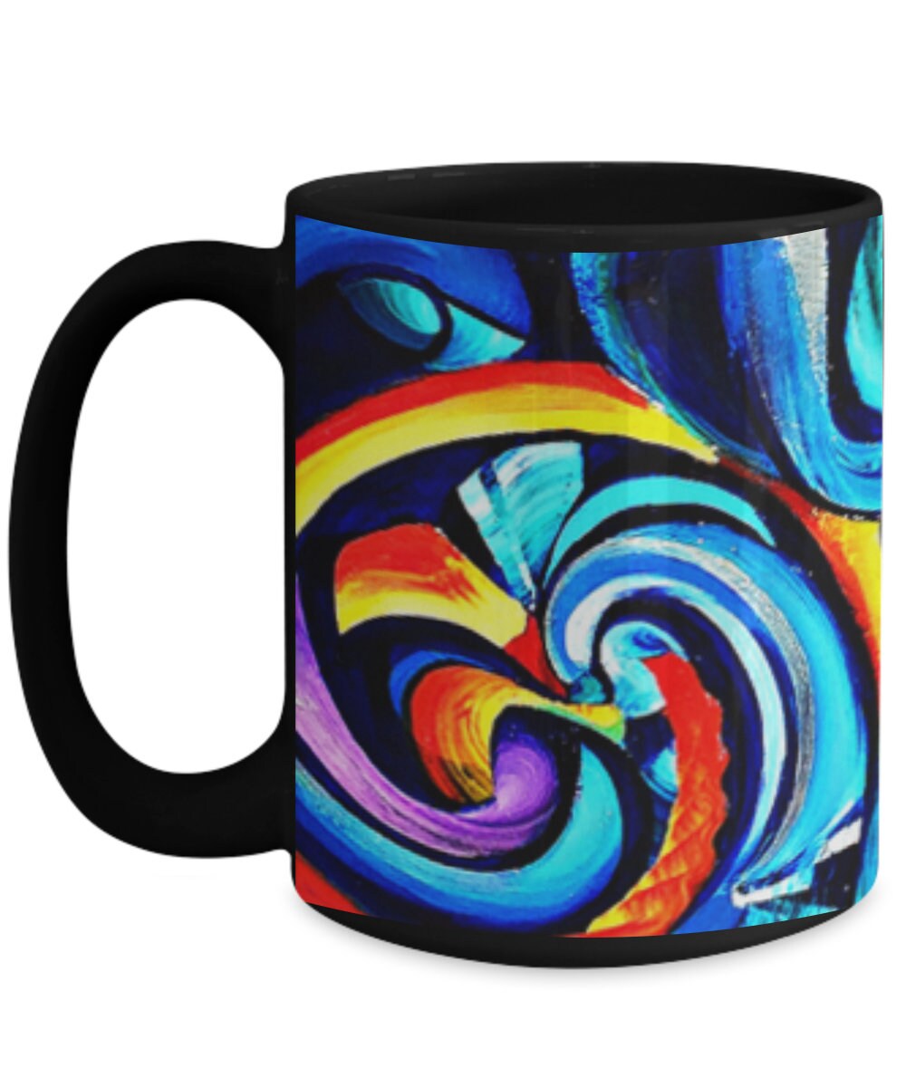 Colorful Abstract Mug Unique Artsy Gift for Art Lovers 15oz cheap gift Abstract Art Colorful Mugs graffiti mug psychadelic