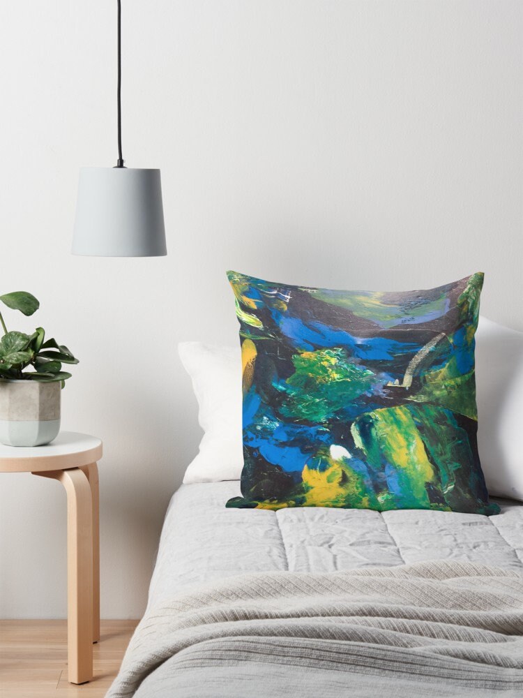 Abstract Art Pillow Unique Gift blue Pillows for Couch green pillows Artsy pillow abstract art pillow unique pillow art pillows blue