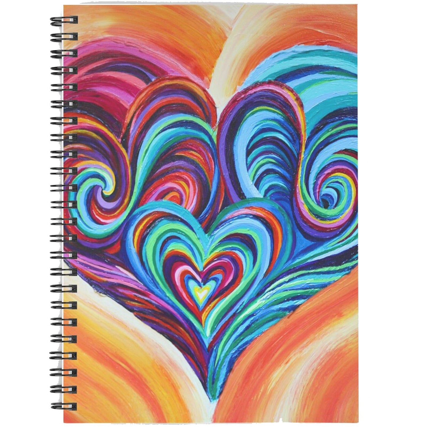 Hearts Spiral Notebook hearts Journal heart diary psychadelic Notepad Unique Gift Rainbow Cheap Gifts Cute Artsy Gift colorful notebooks