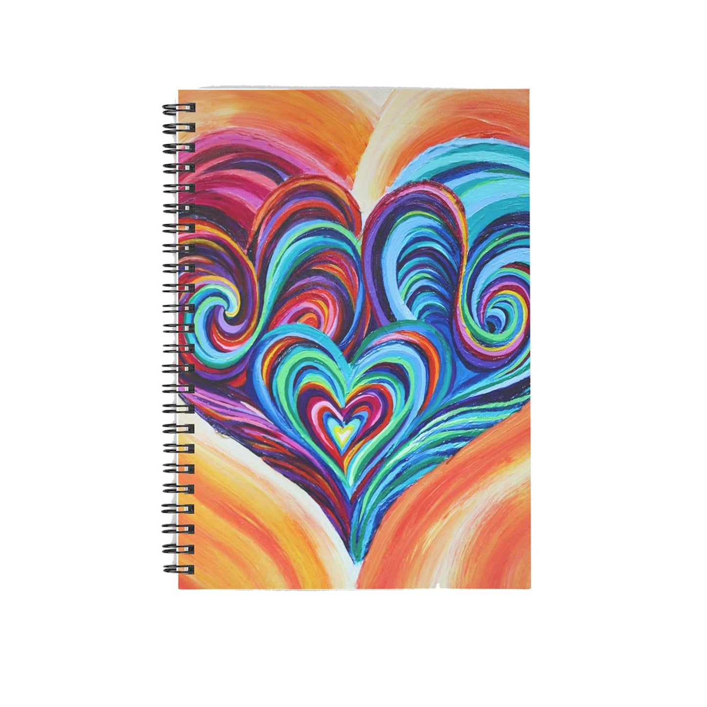 Hearts Spiral Notebook hearts Journal heart diary psychadelic Notepad Unique Gift Rainbow Cheap Gifts Cute Artsy Gift colorful notebooks