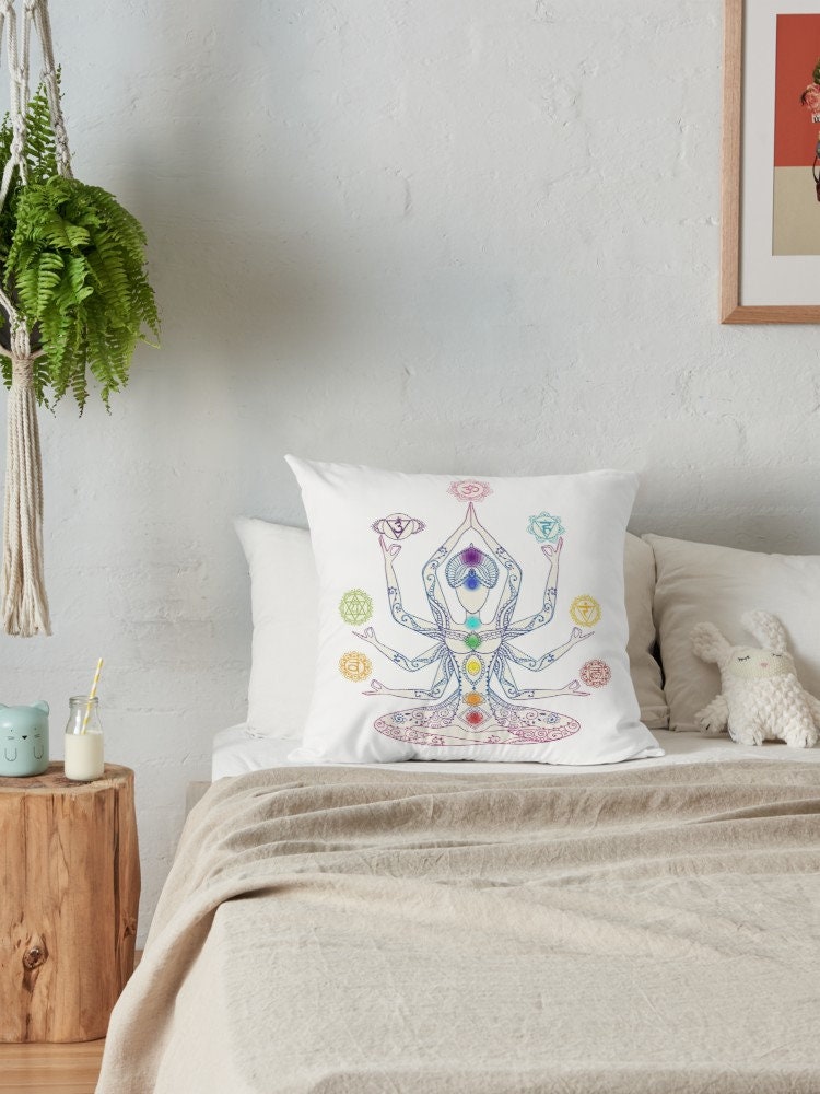Chakra pillow chakras pillows yoga pillow hippy pillows spiritual pillow meditation pillow cheap gifts pillows for couch cute girly