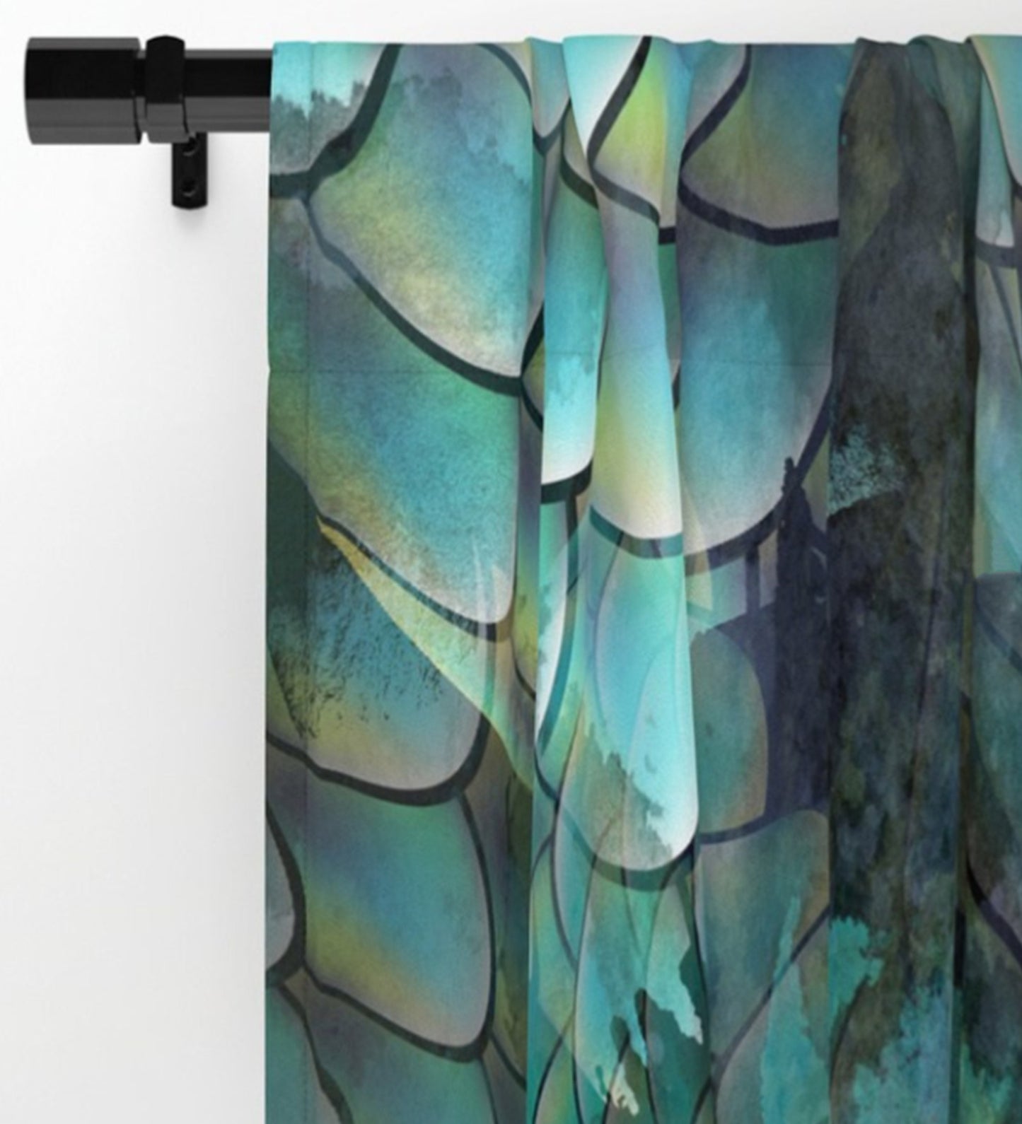 Mermaid Window Curtain Aqua Drapery Curtain Panels blue window treatment unique curtains teal window curtains mermaid decor ocean curtains