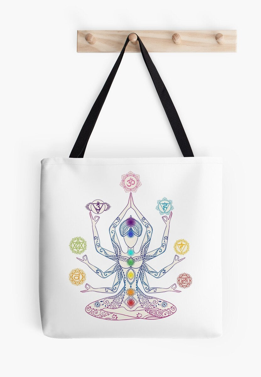 Chakra Tote Bag meditation Totes spiritual Gift hippy sac yoga tote cute Gift large yoga totes cheap gift chakras totes spiritual tote bags