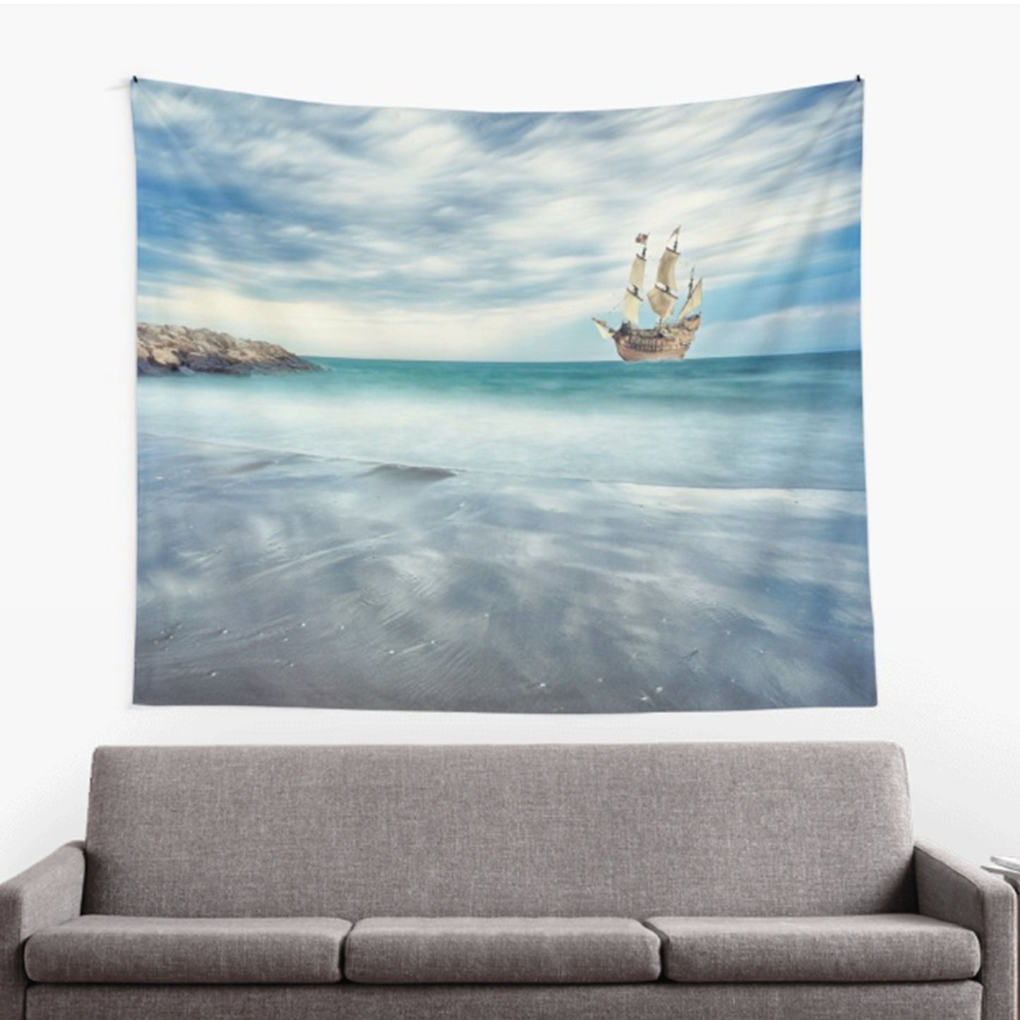 Ship at Sea Tapestry ocean wall hanging beach tapestries ocean wall decor sailing wall decor water cheap gift ocean dorm decor blue tapestry