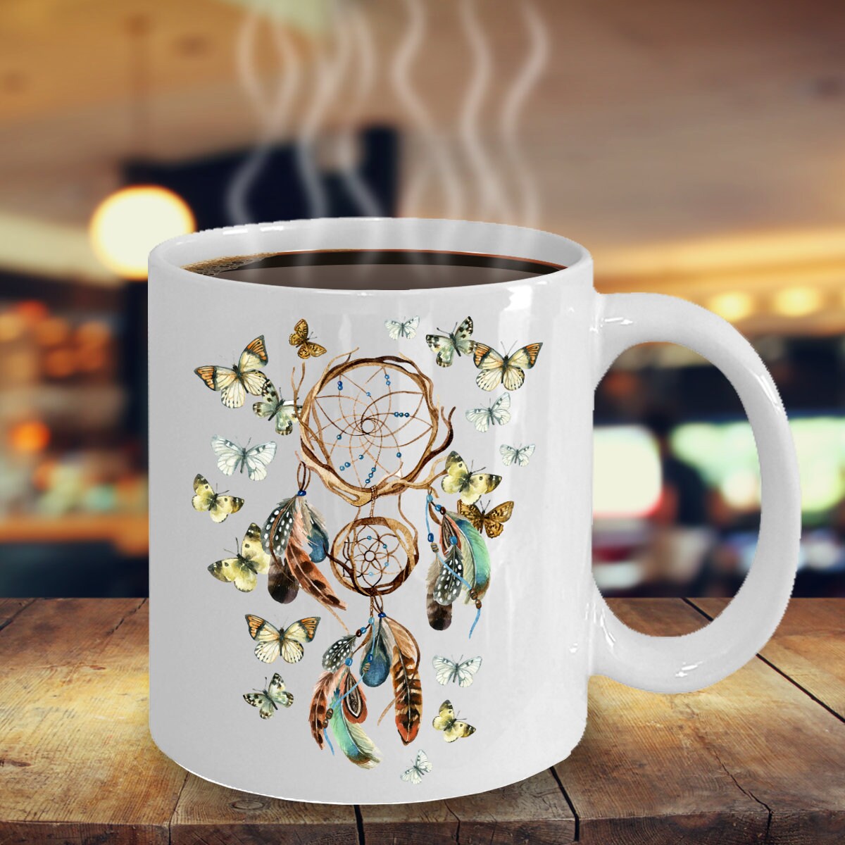 Butterfly Dream Catcher Mug butterfly coffee mug cute mugs dream catcher mug dream catcher gifts cheap gifts girly mugs butterfly mug boho