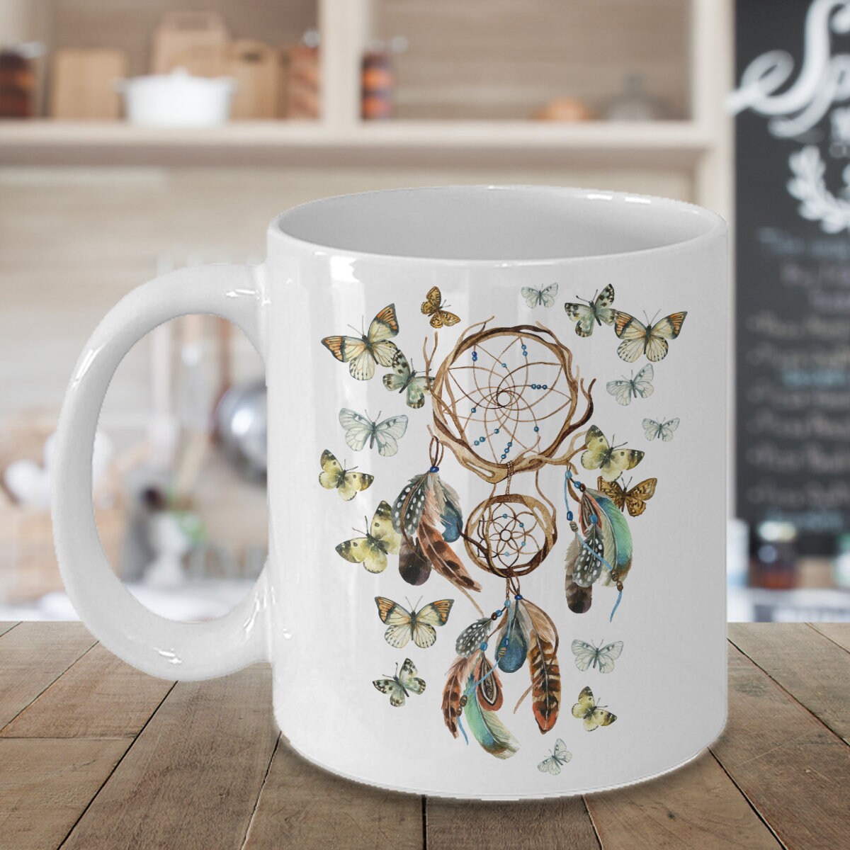 Butterfly Dream Catcher Mug butterfly coffee mug cute mugs dream catcher mug dream catcher gifts cheap gifts girly mugs butterfly mug boho
