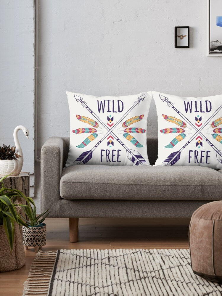 Wild & Free Pillow boho pillows boho pillow for couch free spirit pillows feathers pillow arrows pillow feather pillows gypsy pillows