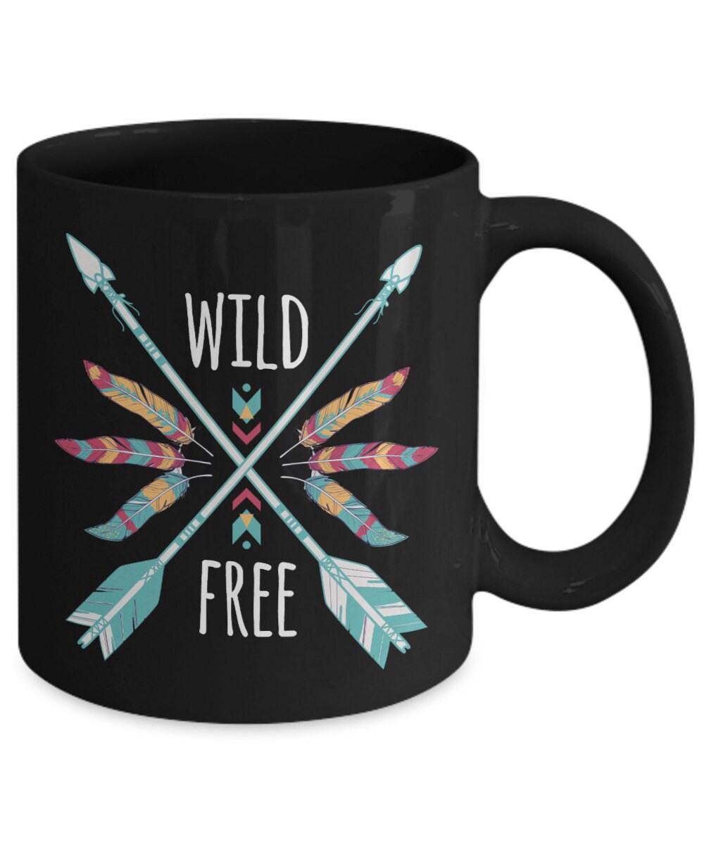 Wild & Free Mug boho coffee mug feathers mug arrow mugs free spirit mug boho gift cheap gifts boho chic mug free spirit gifts cheap