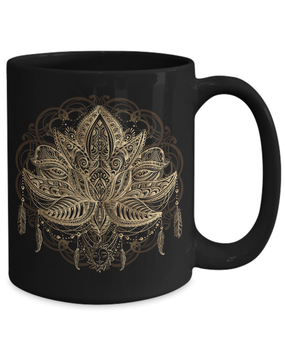Lotus Flower Mug cheap gifts spiritual mug lotus mug boho mug feather mug boho style mugs cute mug cheap spiritual gift lotus mugs