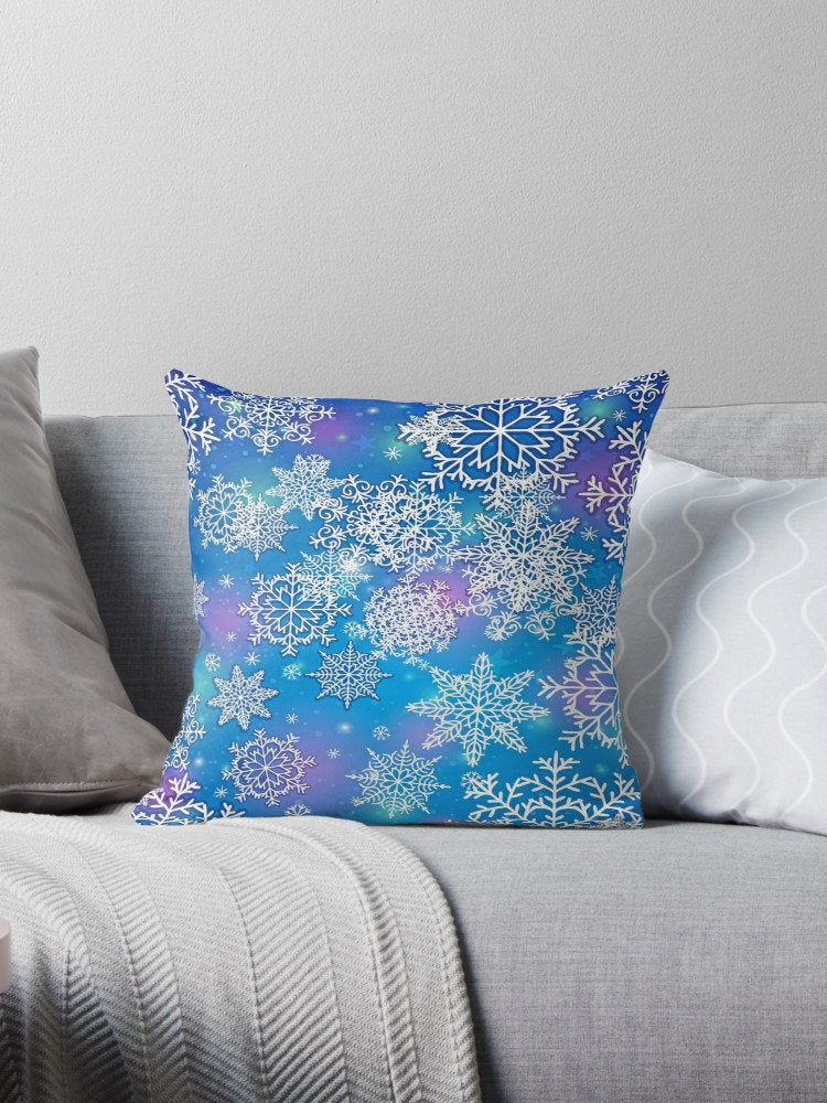 Snowflake Blue Pillow christmas pillows blue christmas pillow couch holidays pillows holiday pillow xmas pillows snowflakes pillow