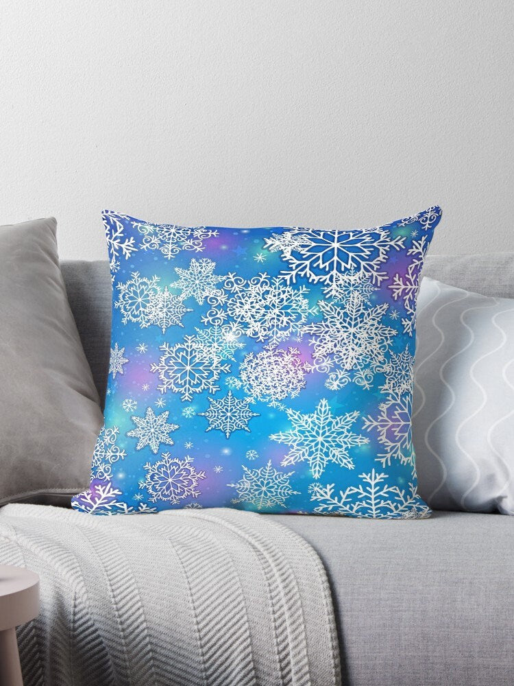 Snowflake Blue Pillow christmas pillows blue christmas pillow couch holidays pillows holiday pillow xmas pillows snowflakes pillow