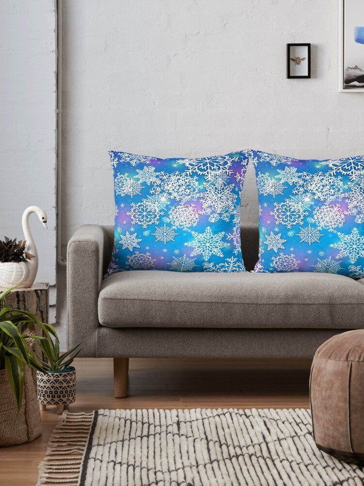 Snowflake Blue Pillow christmas pillows blue christmas pillow couch holidays pillows holiday pillow xmas pillows snowflakes pillow