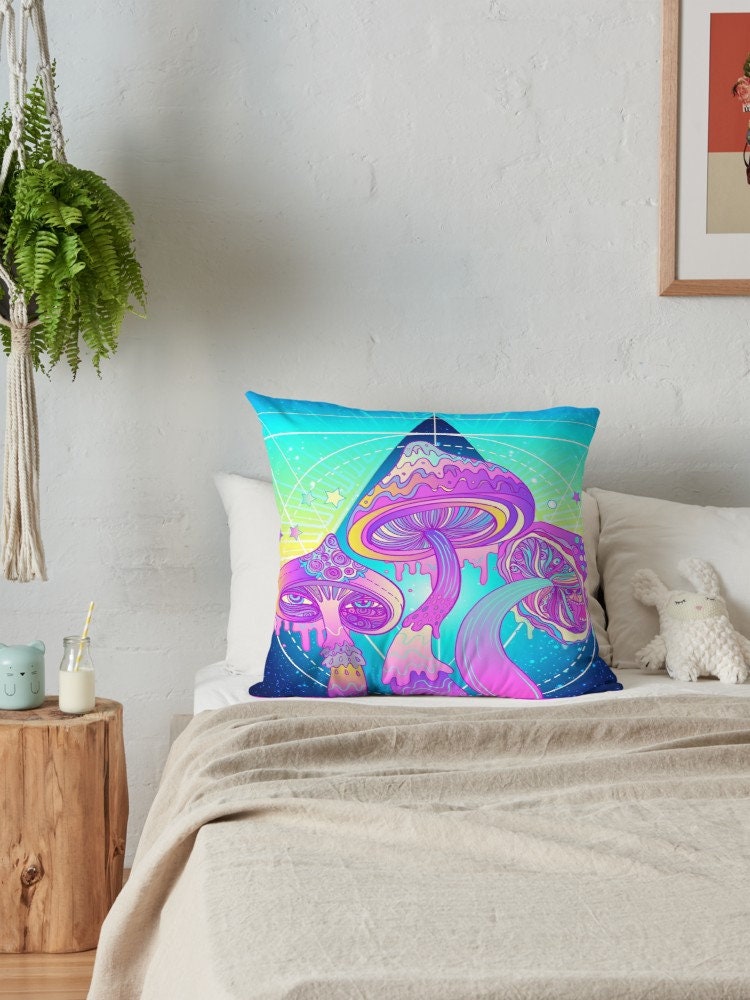 Magic Mushrooms Pillow psychadelic pillows psychedelic pillow for couch shrooms pillows mushroom pillow trippy pillow shroom pillows