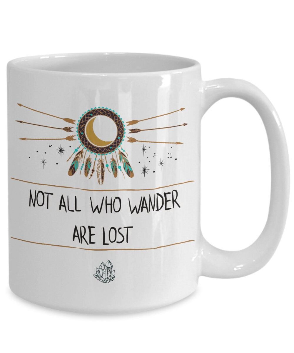 Wanderlust Mug boho coffee mug dream catcher mug arrow mugs free spirit mug boho gift cheap gifts dreamcatcher gifts cheap