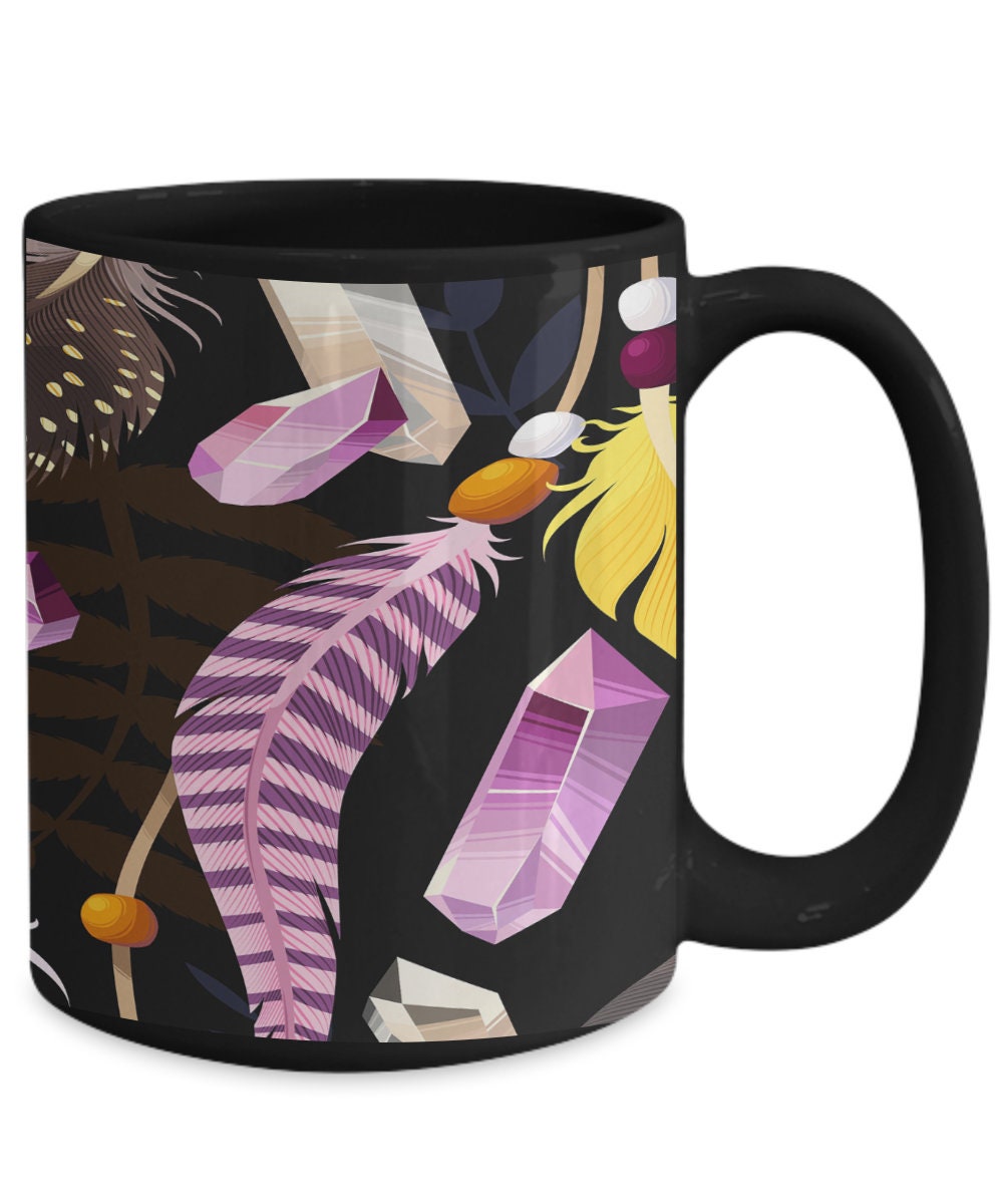 Feather Coffee Mug Dream catcher Gift spiritual mug amethyst mugs crystal mug cheap gift feather Mug feathers mugs amethyst mug boho mugs