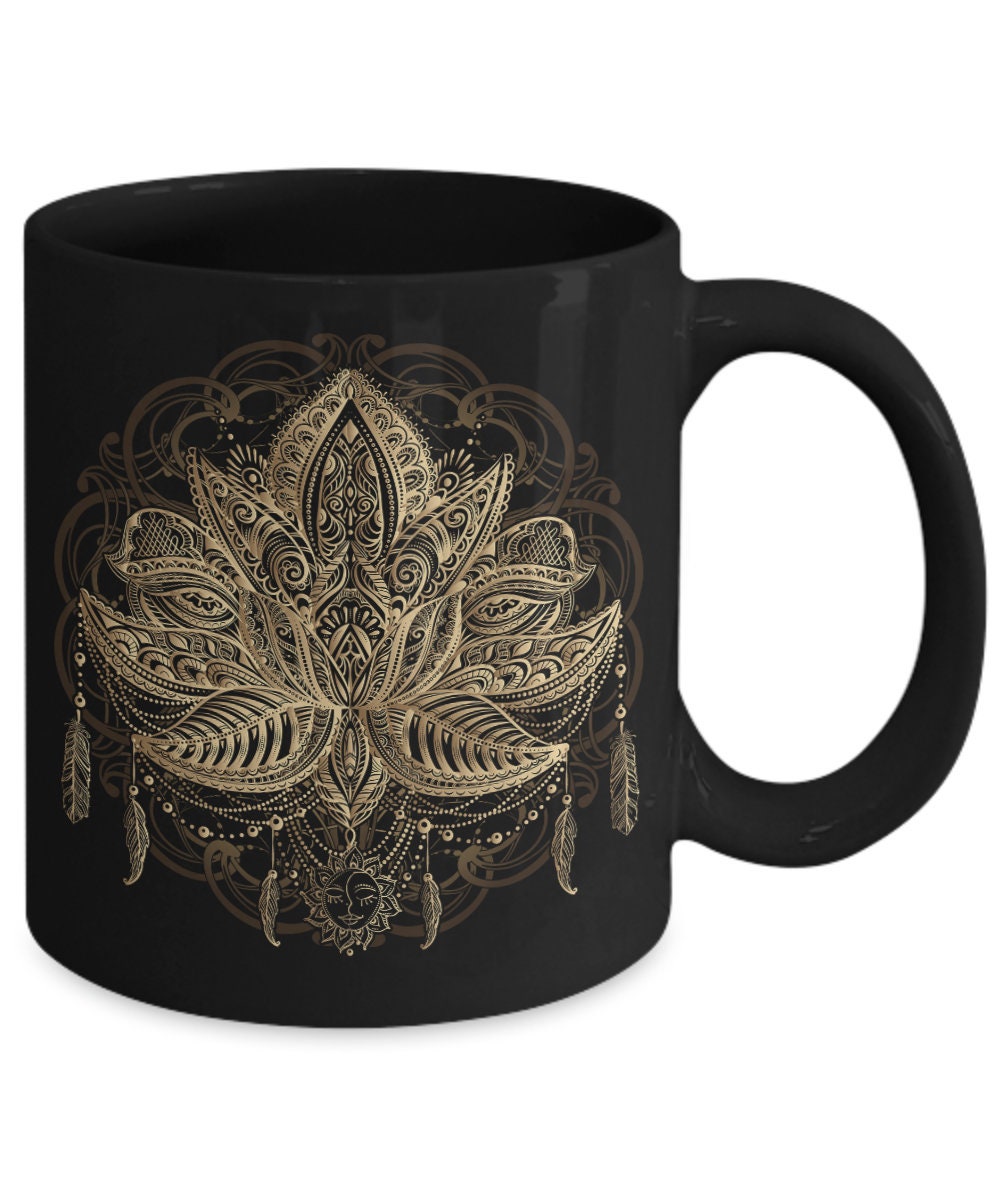 Lotus Flower Mug cheap gifts spiritual mug lotus mug boho mug feather mug boho style mugs cute mug cheap spiritual gift lotus mugs