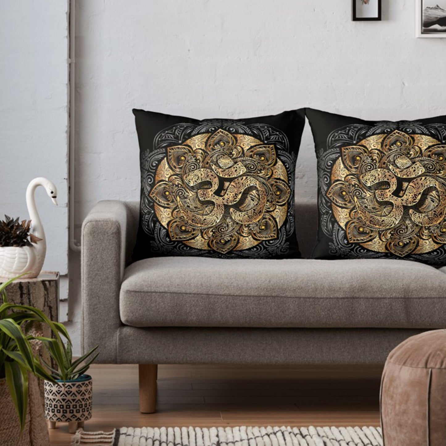 Om pillow om pillows spiritual pillow black pillows spiritual gifts sacred geometry pillows for couch sacred geometry pillow mandala