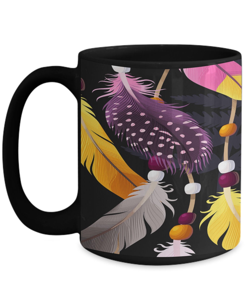 Feather Coffee Mug Dream catcher Gift spiritual mug amethyst mugs crystal mug cheap gift feather Mug feathers mugs amethyst mug boho mugs