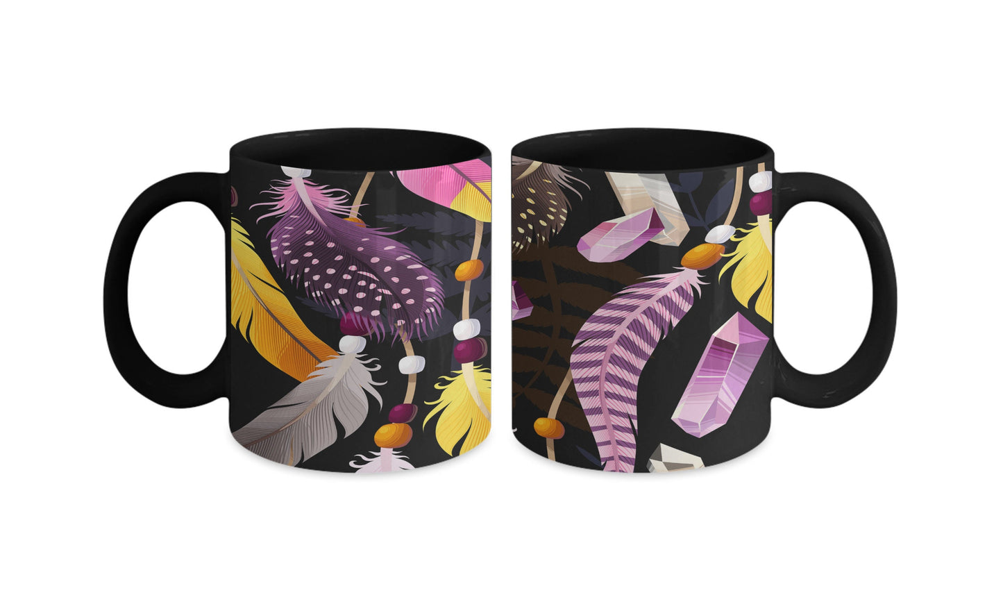 Feather Coffee Mug Dream catcher Gift spiritual mug amethyst mugs crystal mug cheap gift feather Mug feathers mugs amethyst mug boho mugs