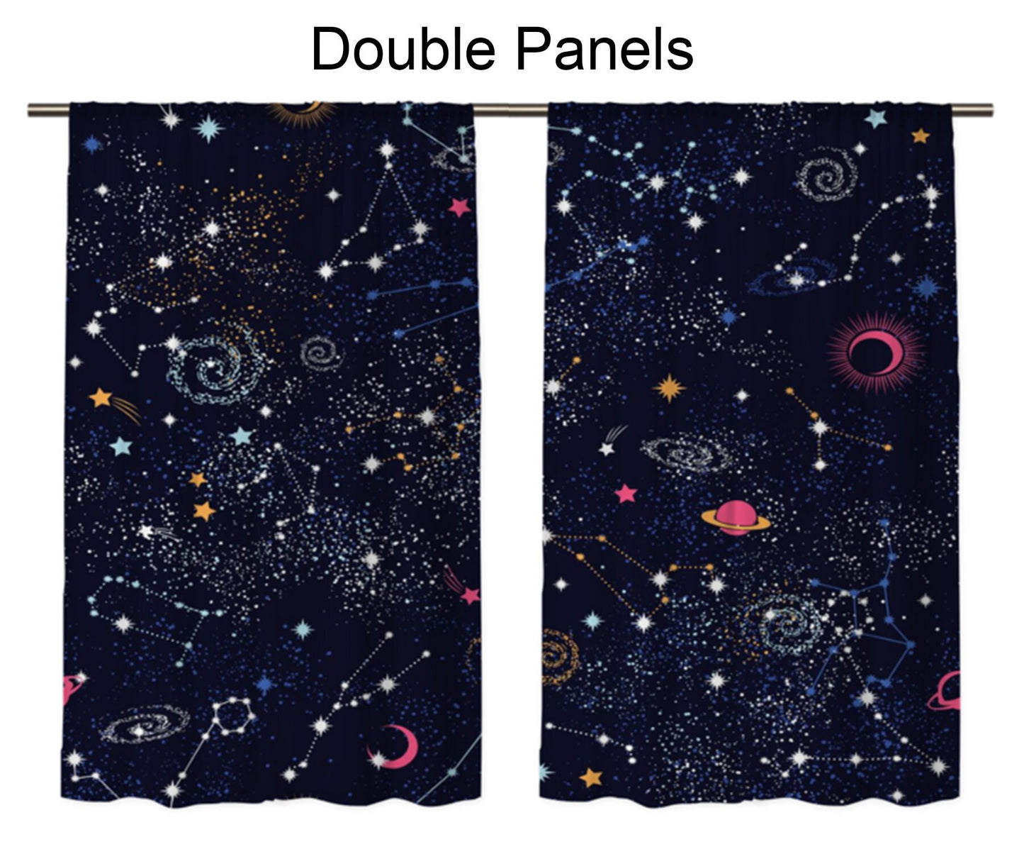 Space Window Curtains kids Drapery childrens Curtain Panels star constellations window treatment galaxy curtain girls boys window curtains