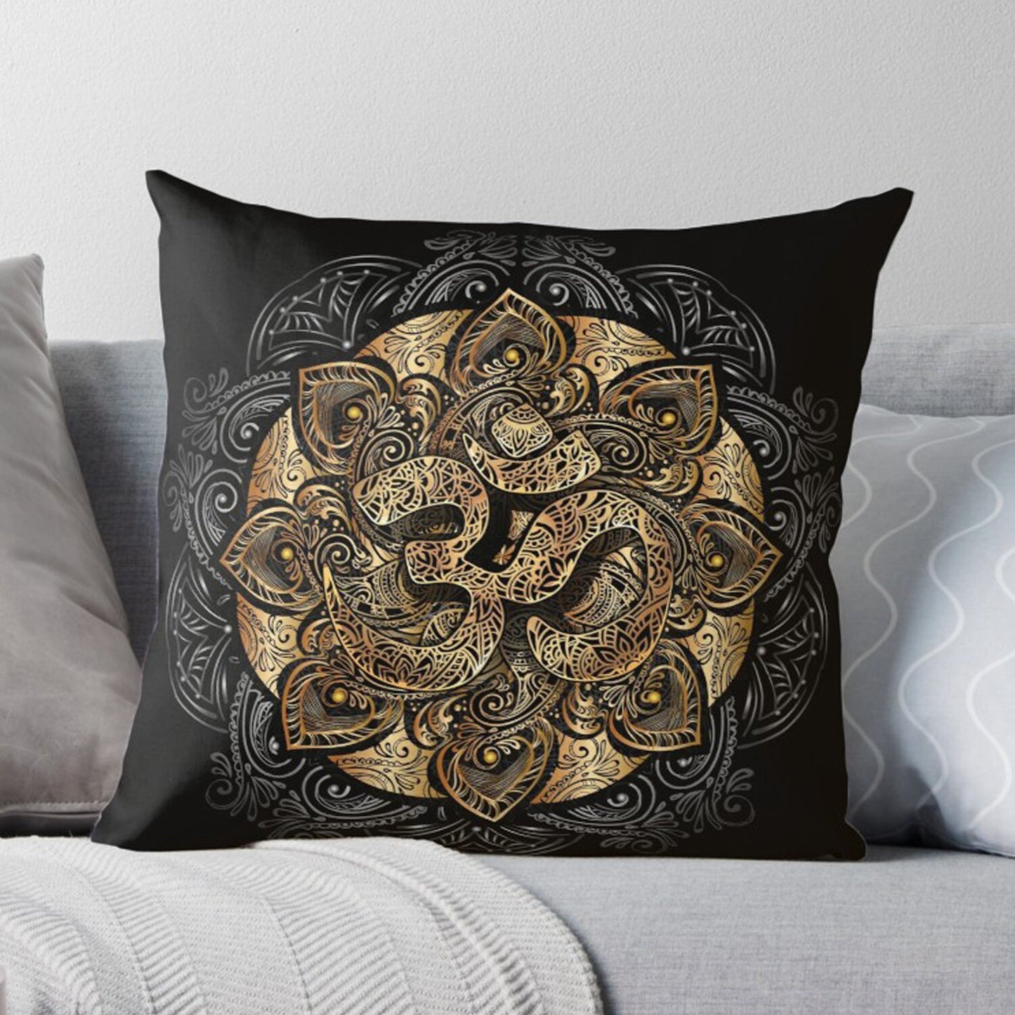 Om pillow om pillows spiritual pillow black pillows spiritual gifts sacred geometry pillows for couch sacred geometry pillow mandala