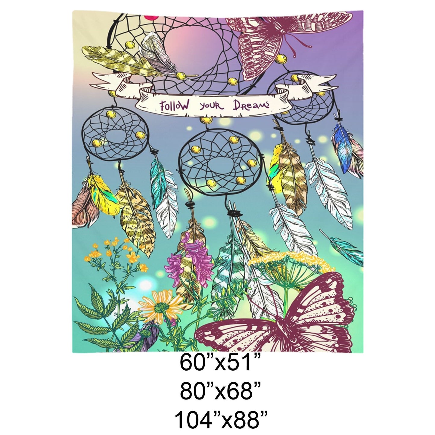 Follow Your Dreams Tapestry Dream Catcher Wall Hanging Boho Tapestries Feathers Wall Decor Dream Catcher Cheap Gift Feathers Tapestry Hippy