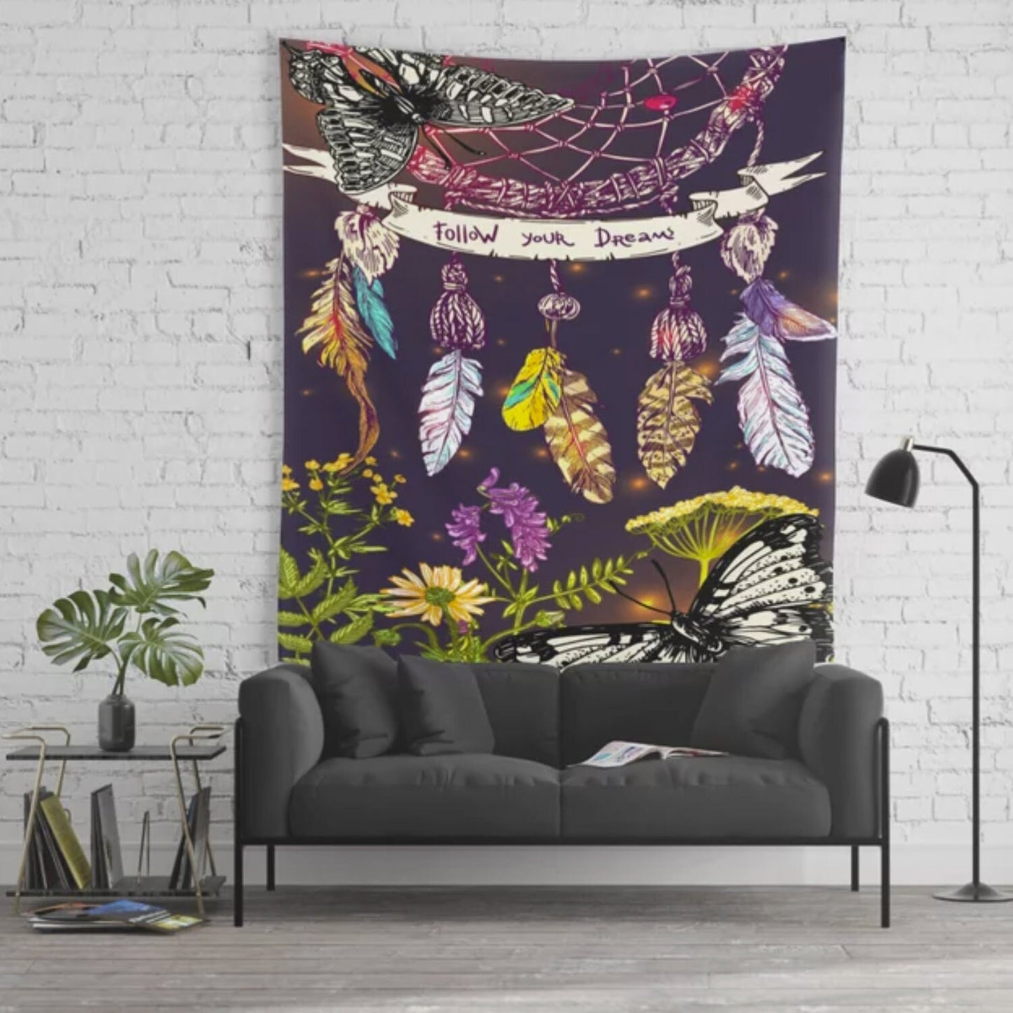Follow your dreams Tapestry boho wall hanging dream catcher tapestries dreamcatcher tapestry butterfly tapestry hippy tapestry feathers