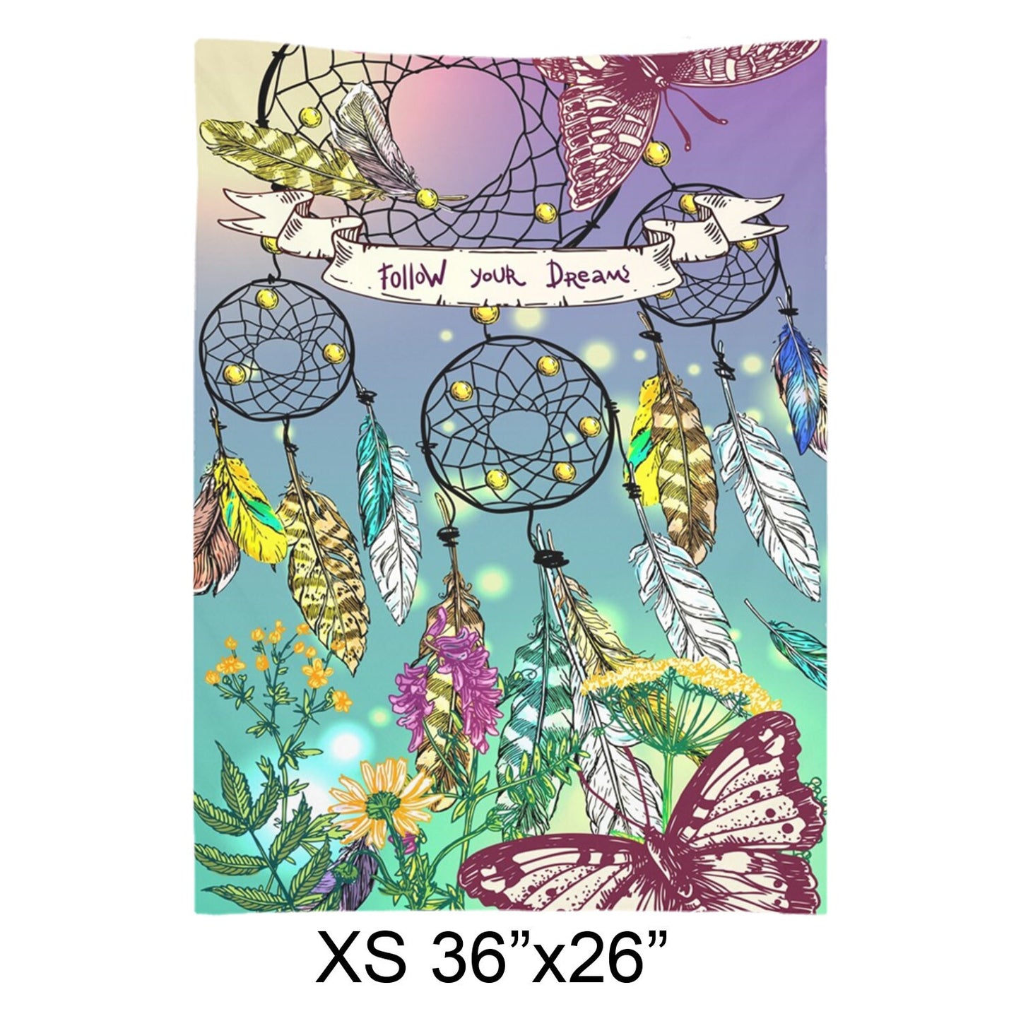 Follow Your Dreams Tapestry Dream Catcher Wall Hanging Boho Tapestries Feathers Wall Decor Dream Catcher Cheap Gift Feathers Tapestry Hippy