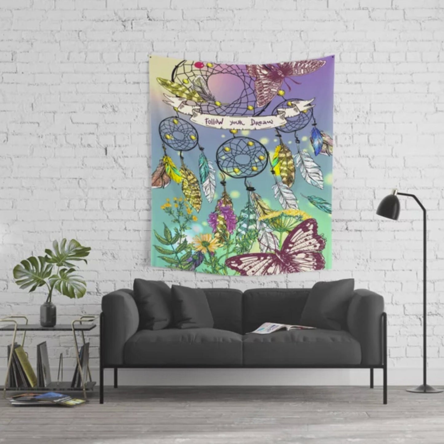 Follow Your Dreams Tapestry Dream Catcher Wall Hanging Boho Tapestries Feathers Wall Decor Dream Catcher Cheap Gift Feathers Tapestry Hippy
