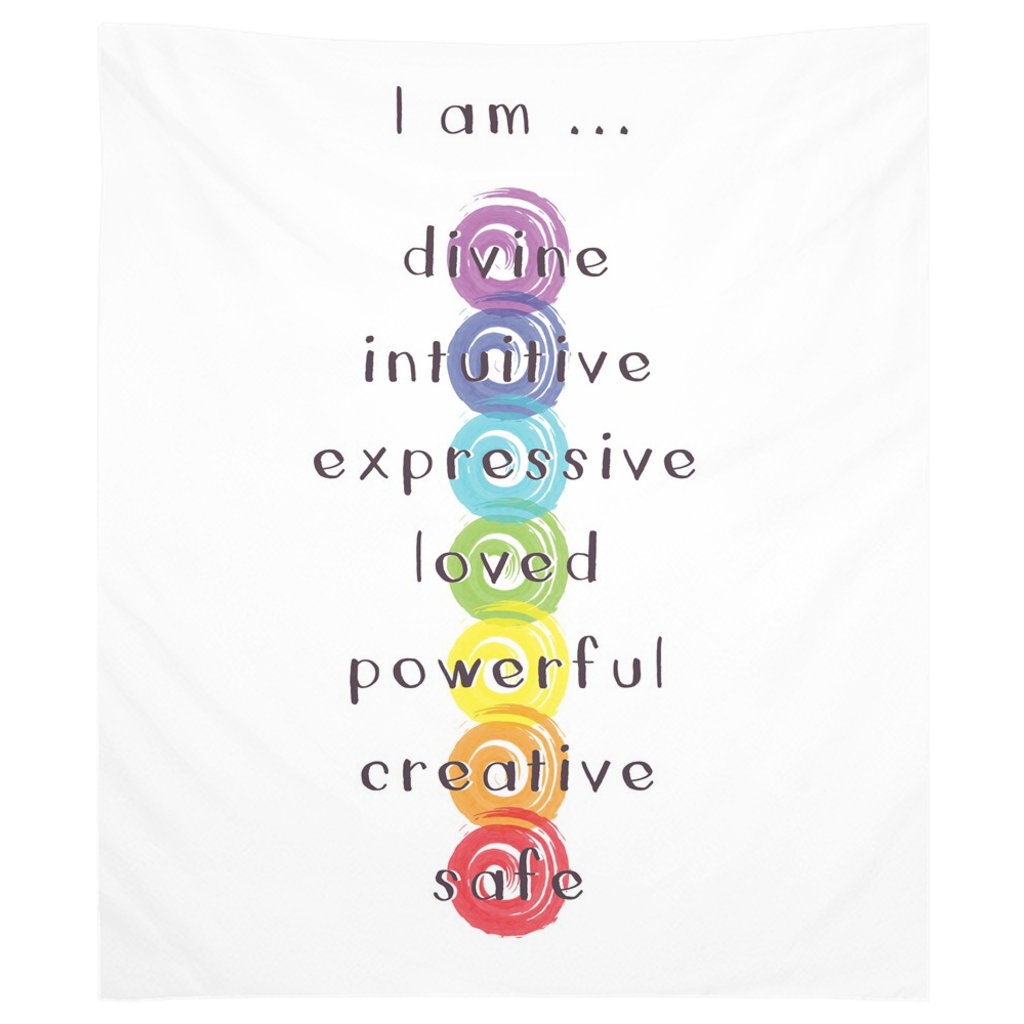 Chakra Meditation Tapestry Chakra Wall Hanging Chakras Tapestries I Am Wall Decor Chakra Words Wall Decor Chakra Cheap Gift Yoga Tapestry