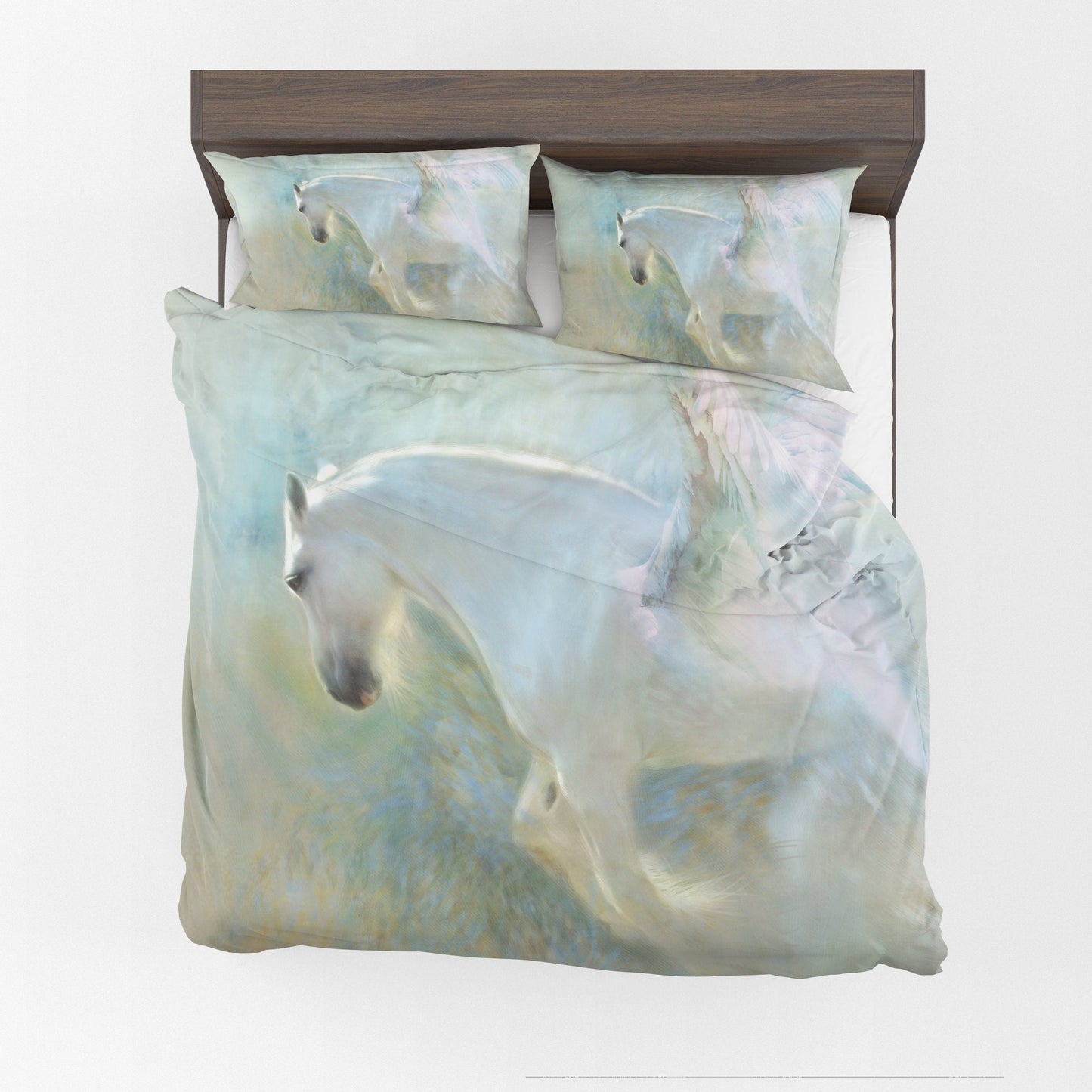 Horse Duvet Cover horse bedding pegasus duvet equestrian bed flying horse lovers gift white horses white horse gift horse lover