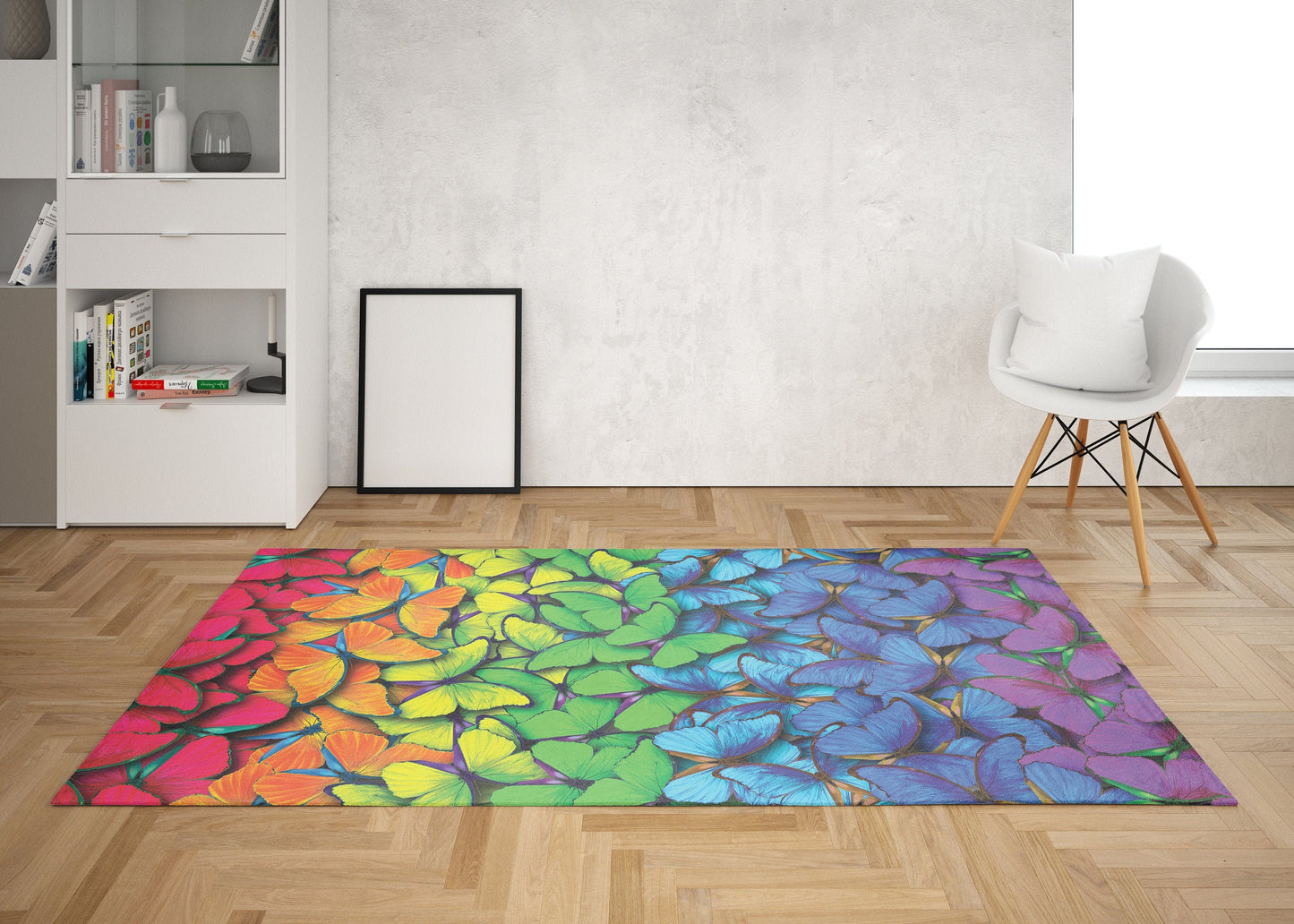 Butterfly Rug rainbow Rug colorful Rug butterflies Floor Rug butterfly Mat unique Rugs 3'x5' 4'x6' 5x7 Large rugs butterfly decor