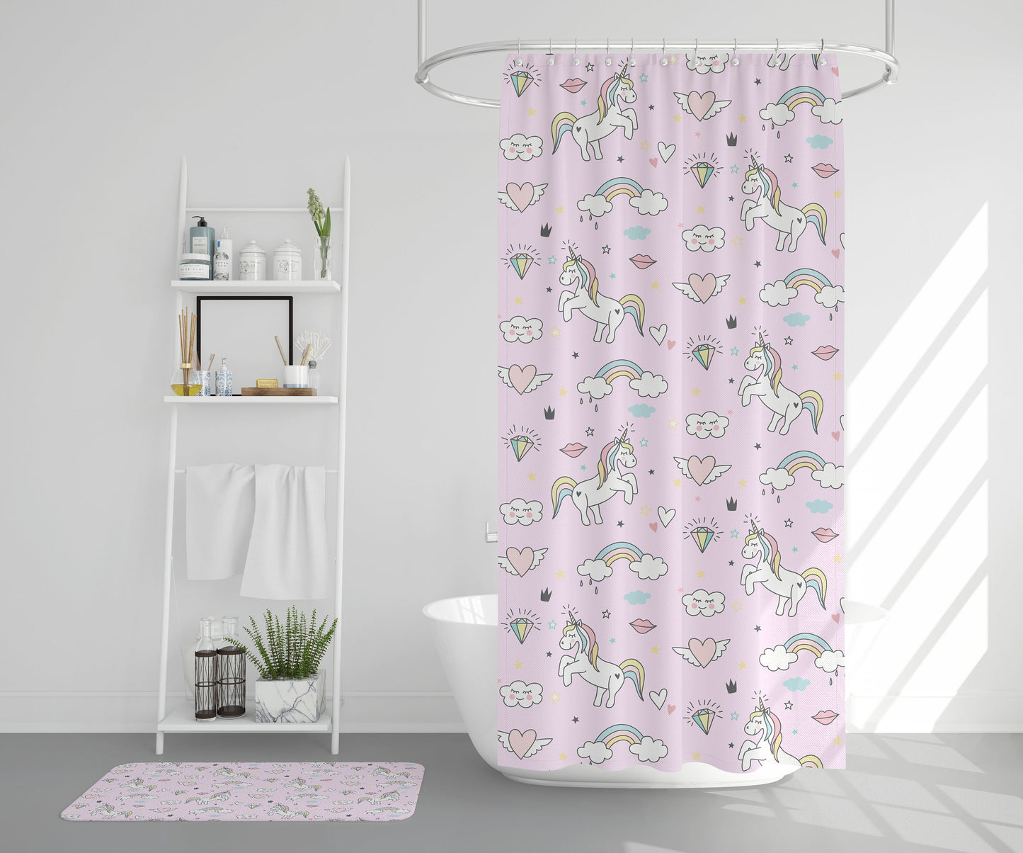 Unicorn Shower Curtain girly shower curtains unicorns shower curtain girls shower curtains kids rainbow shower curtains pink shower decor