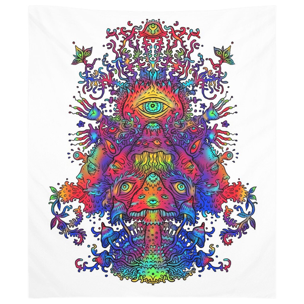 Shrooms Tapestry Psychadelic Wall Hanging Psychedelic Tapestries Psychadelic Wall Decor Trippy Wall Decor Mushroom Tapestry