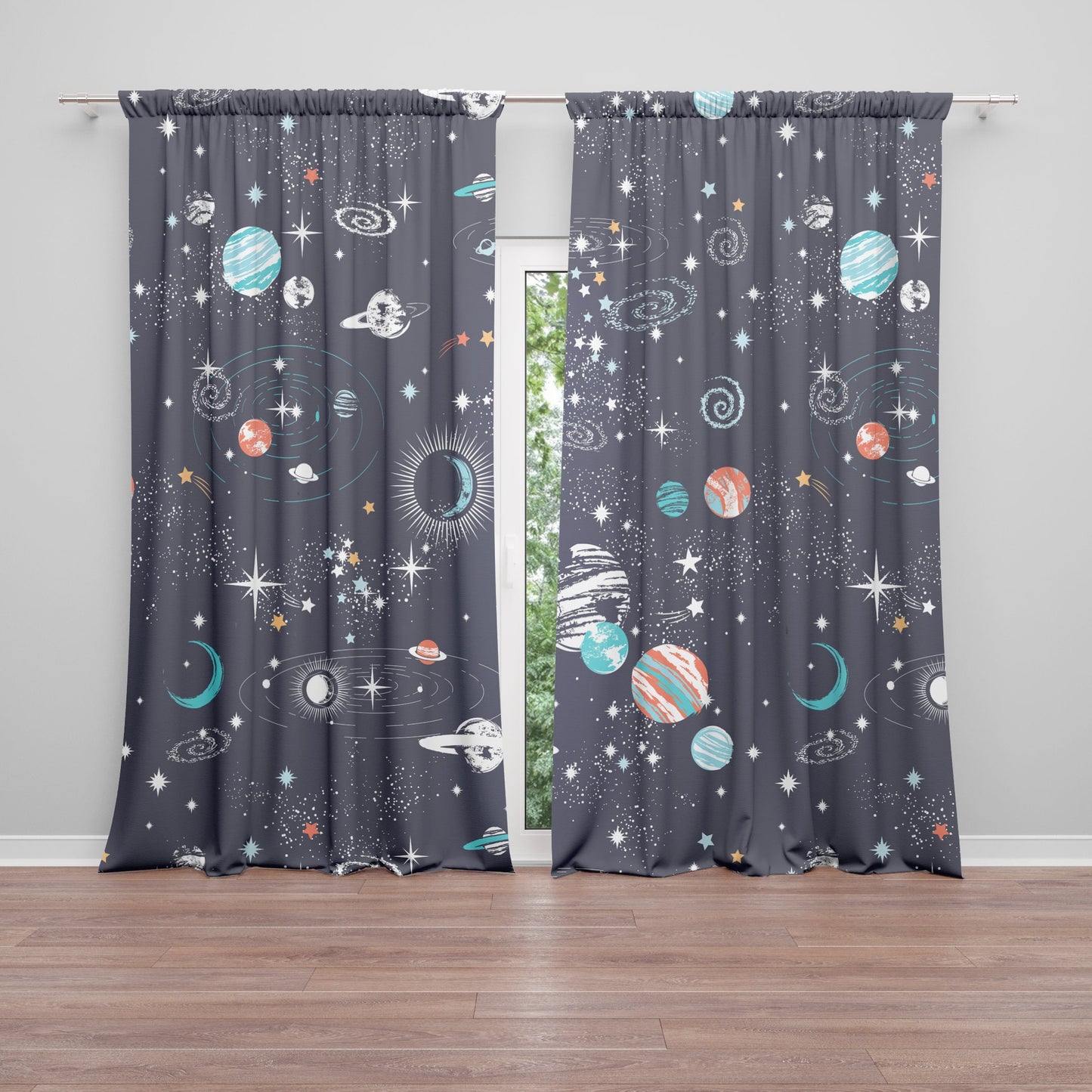 Space Window Curtains kids Drapery childrens Curtain Panels star constellations window treatment galaxy curtain girls boys window curtains