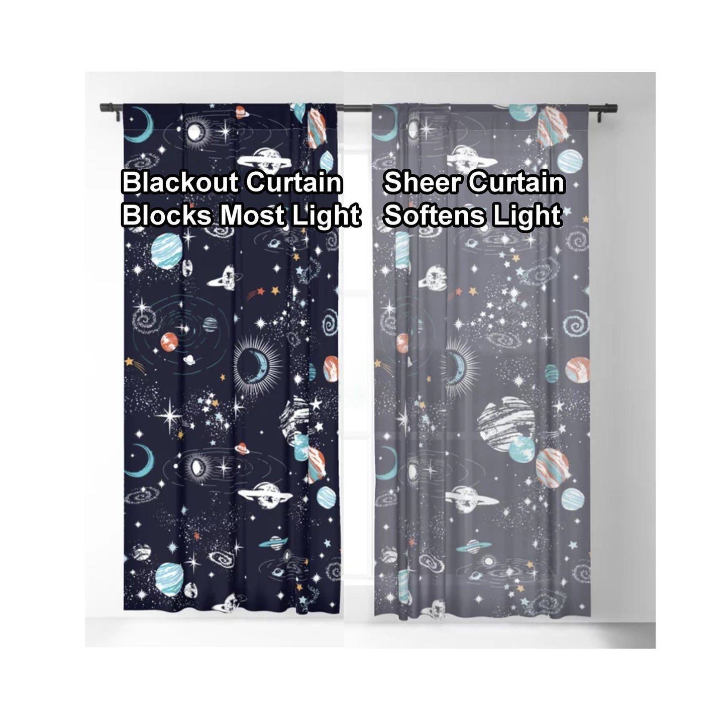 Space Window Curtains kids Drapery childrens Curtain Panels star constellations window treatment galaxy curtain girls boys window curtains