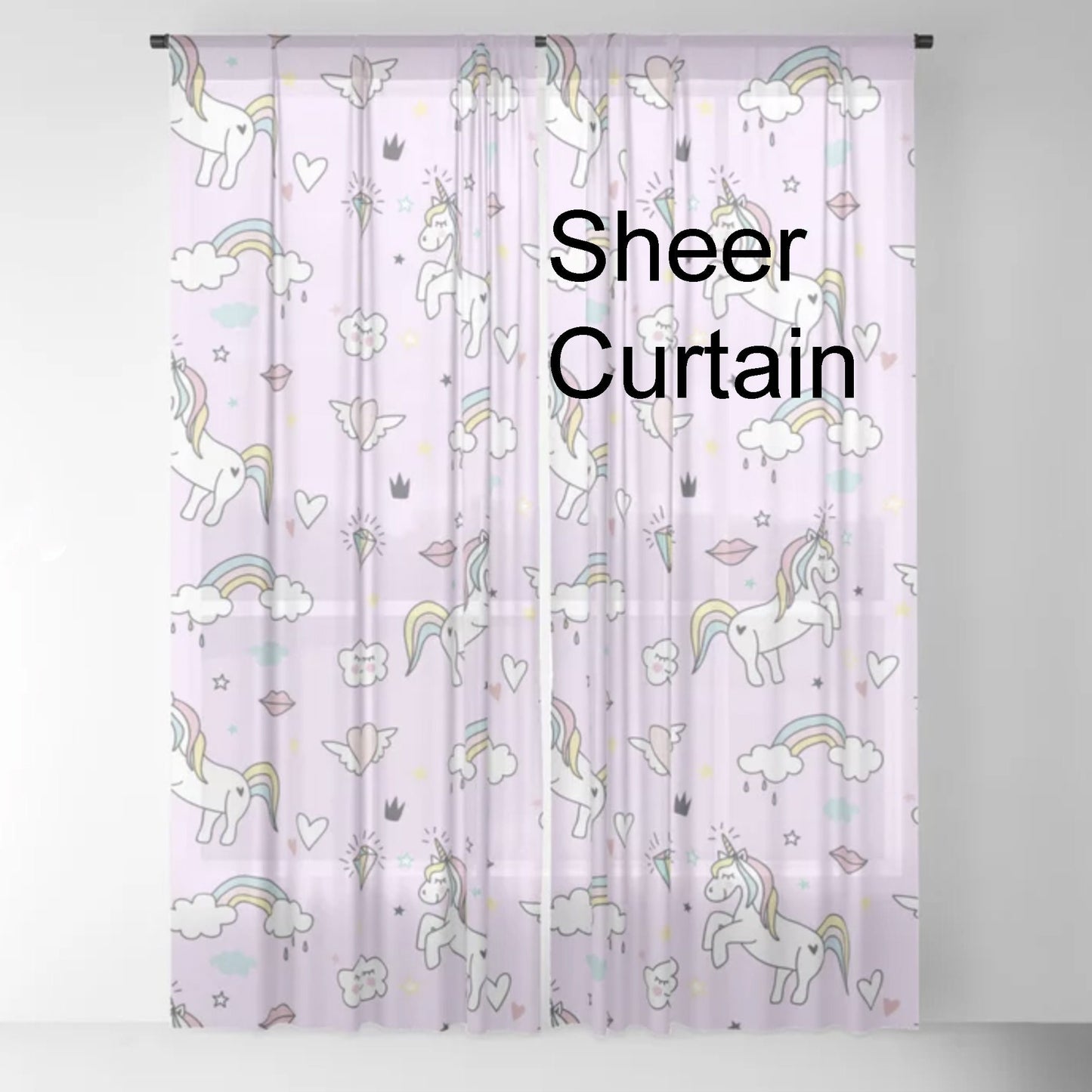 Unicorn Window Curtains colorful Girly Drapery Curtain Panels unicorn nursery unicorns window treatment rainbow curtains girls room pink