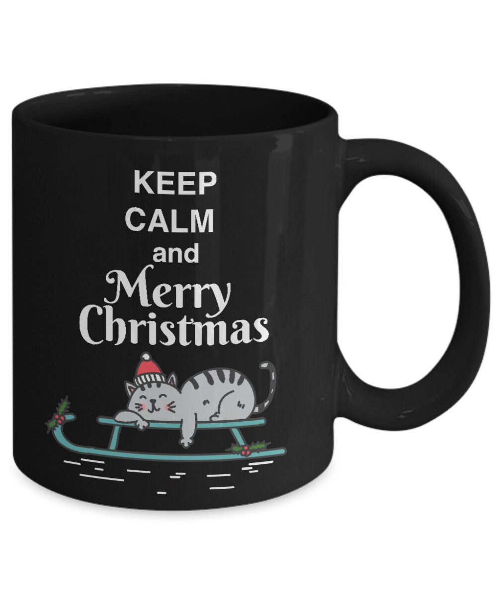 Keep Calm & Merry Christmas Coffee Mug xmas Gift Cheap Gift cat mugs cute christmas mugs ceramic 11 or 15oz novelty cats mugs holiday mug