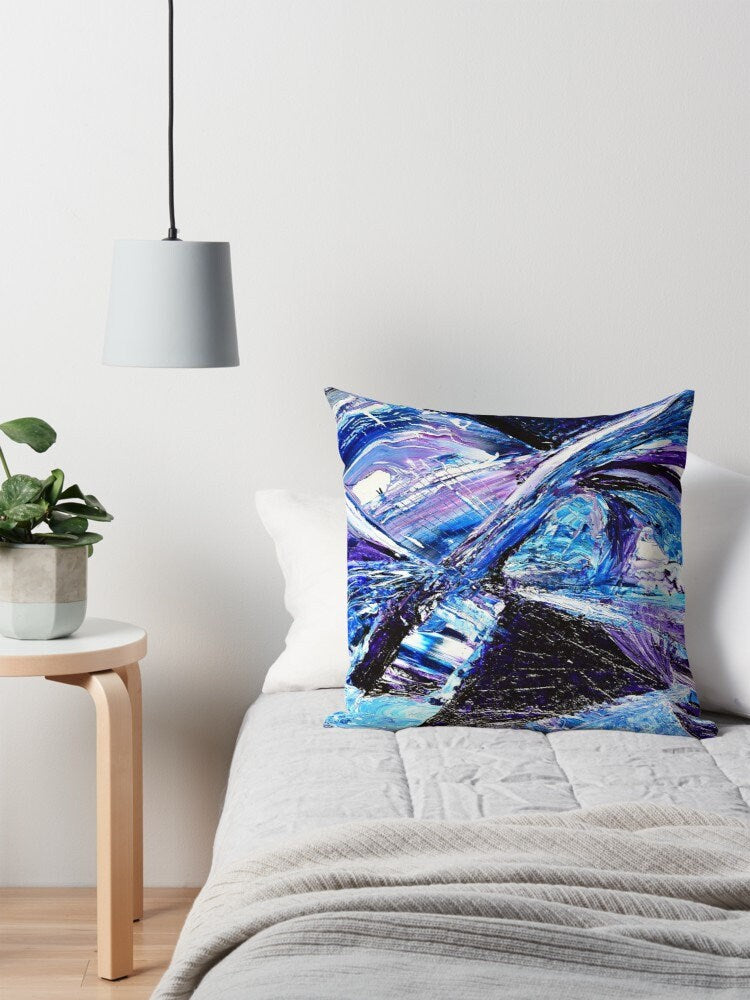 Purple Pillow Abstract Art Pillow Artsy Gift Unique Gift Blue Pillow Purple Pillows For Couch Art Pillows Unique Pillows Artsy Pillow