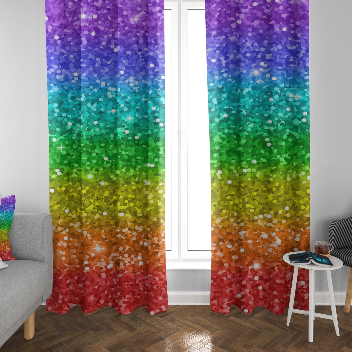 Rainbow Window Curtains colorful Drapery Curtain Panels lgbt window treatment gay pride curtain colorful curtains rainbow curtains kids