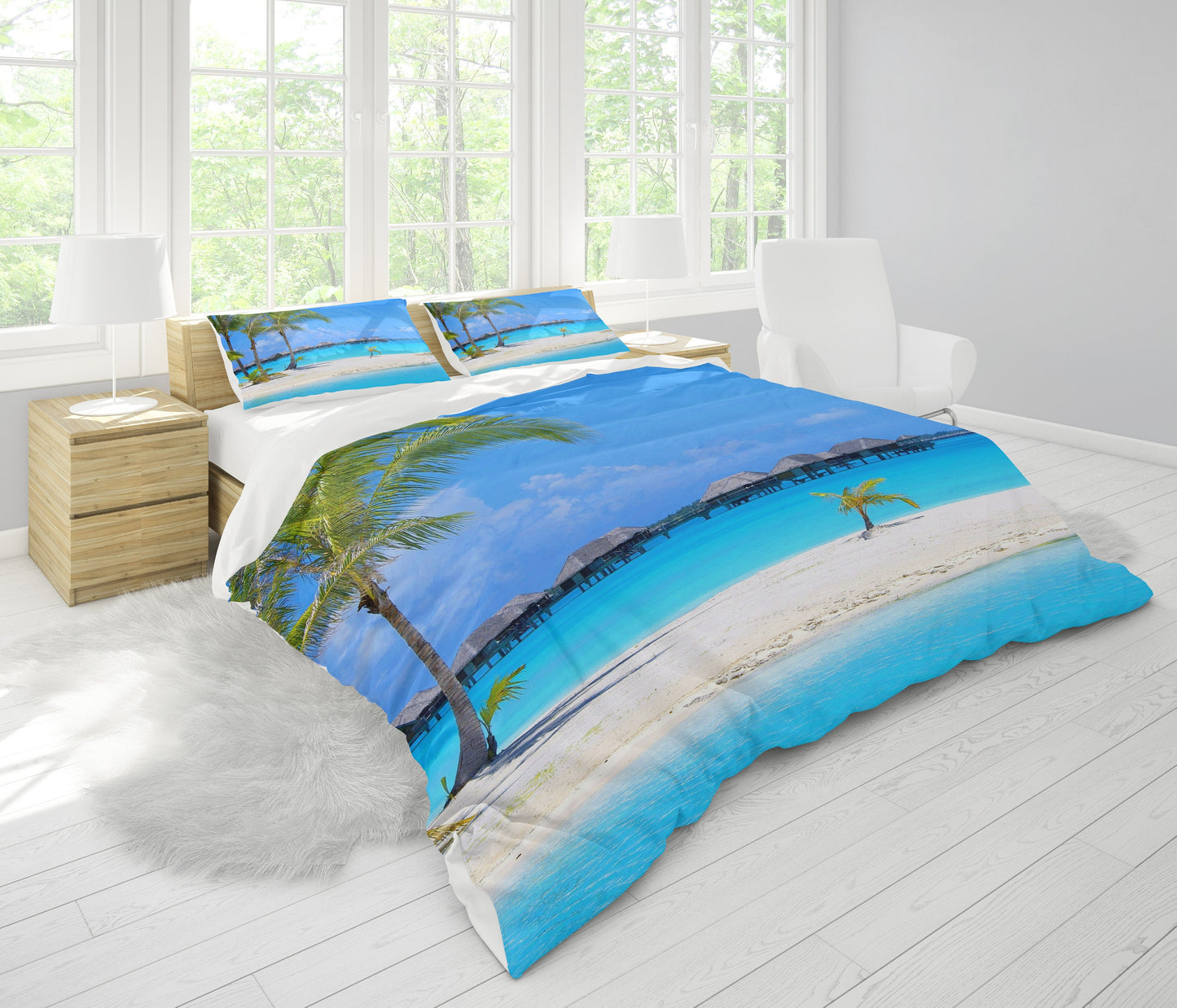 Island Comforter or Duvet Cover Beach comforters beachy duvet blue comforters island duvet palm trees comforter beachy decor beach duvet
