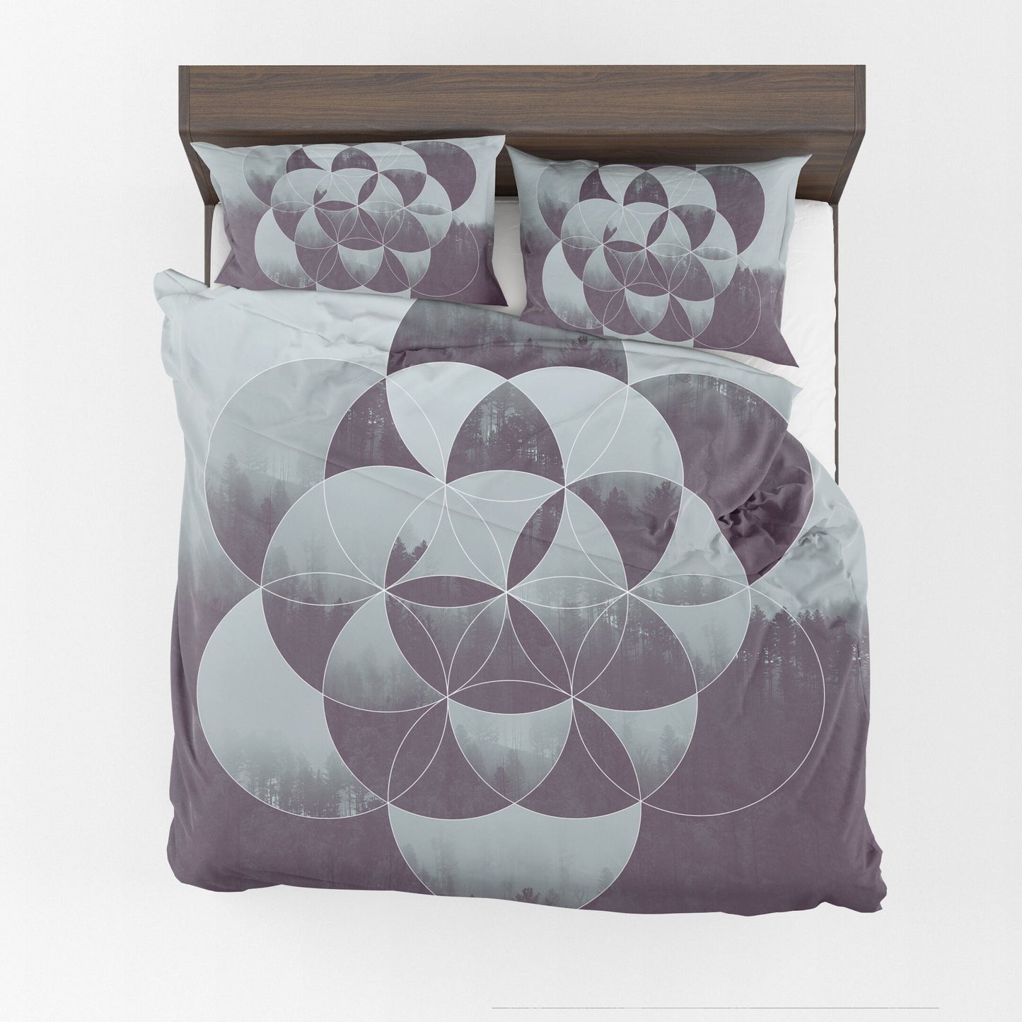 Sacred Geometry Gray Comforter or Duvet Cover gray bedding spiritual duvet nature comforter forest duvet gray bedding comforter for him her