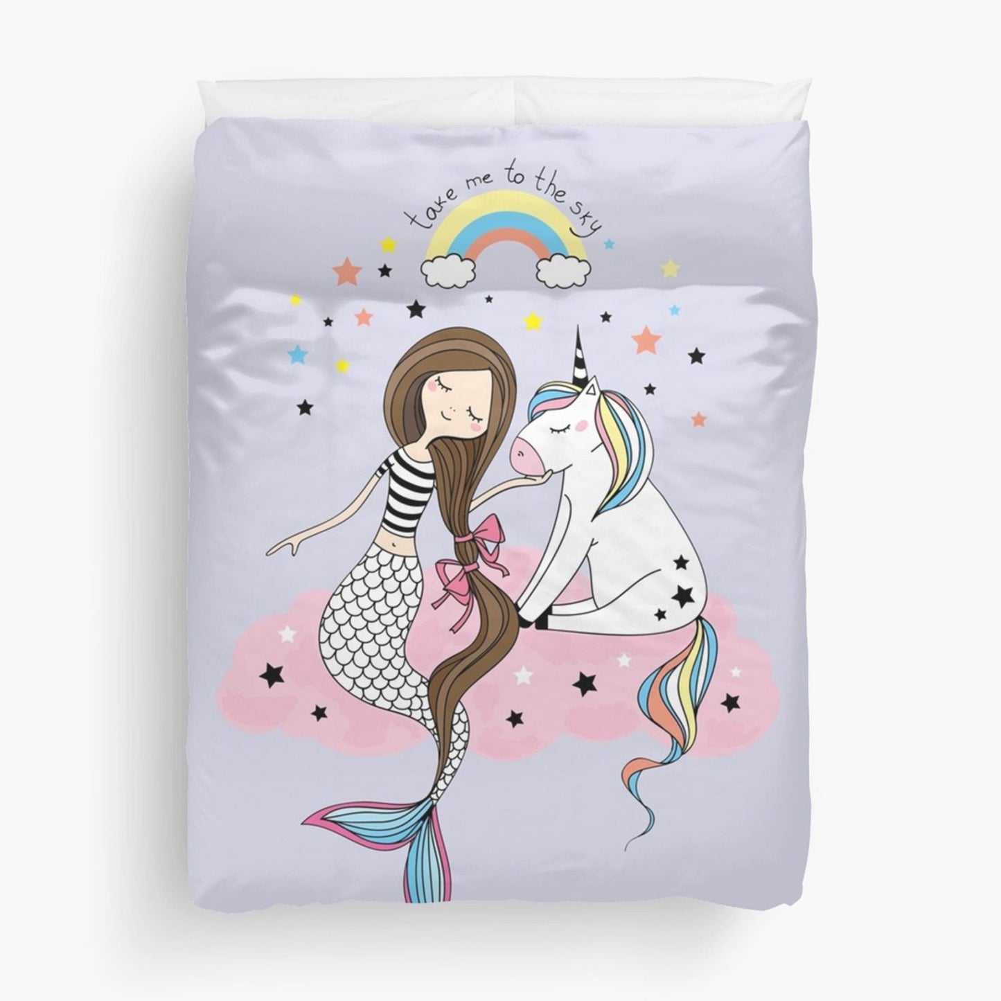 Mermaid Unicorn Duvet Cover Girls bedding unicorn twin duvet pink comforter rainbow comforter girly duvet mermaid bedding lavender
