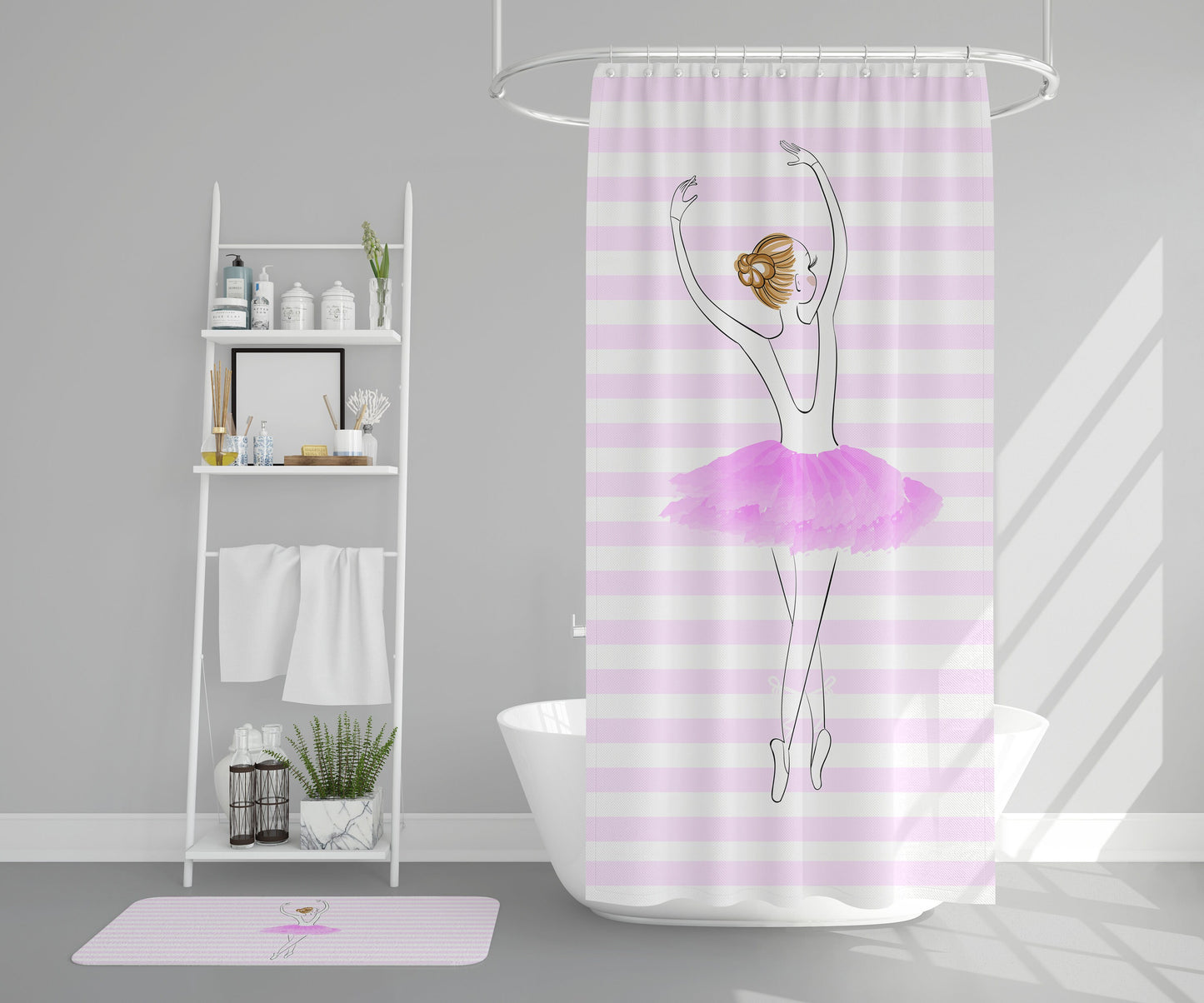 Ballerina Shower Curtain girly shower curtains pink shower curtain girls shower curtains dancer shower curtains ballerina bath decor