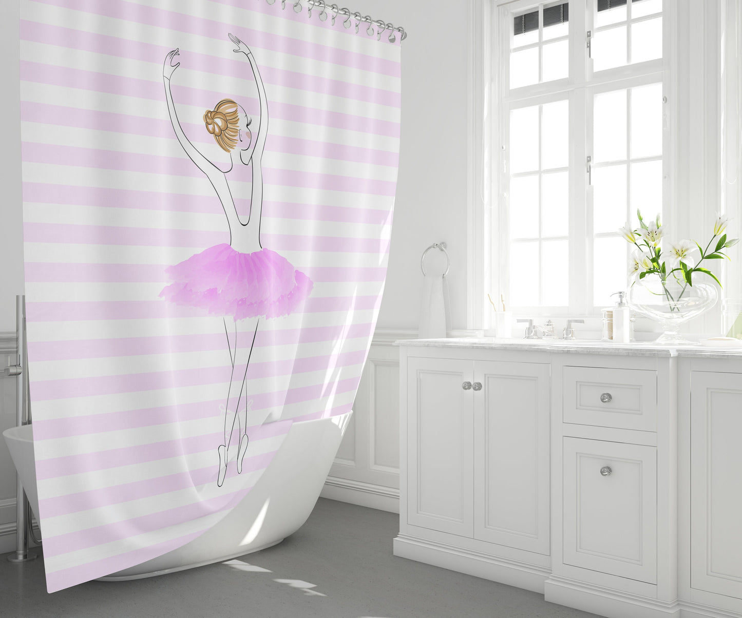 Ballerina Shower Curtain girly shower curtains pink shower curtain girls shower curtains dancer shower curtains ballerina bath decor