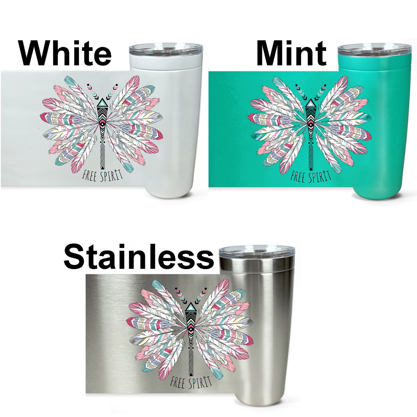 Free Spirit Travel Mug 20oz Insulated Stainless Steel Unique Gift Hippy Travel Mug Butterfly Coffee Mug Dragonfly Mug Boho Mug Butterflies
